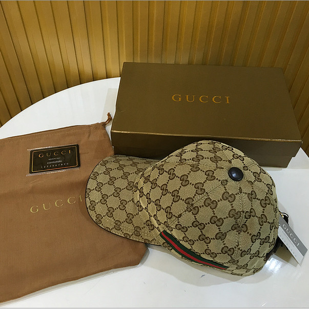 Gucci Original GG Canvas Baseball Hat With Web - PerfectKickZ