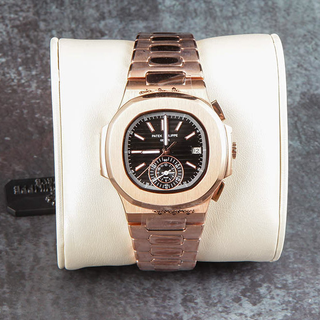 Patek Philipps Sa Rose Gold Watch with Black Dial - PerfectKickZ