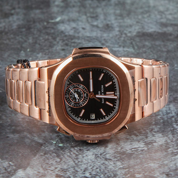 Patek Philipps Sa Rose Gold Watch with Black Dial - PerfectKickZ