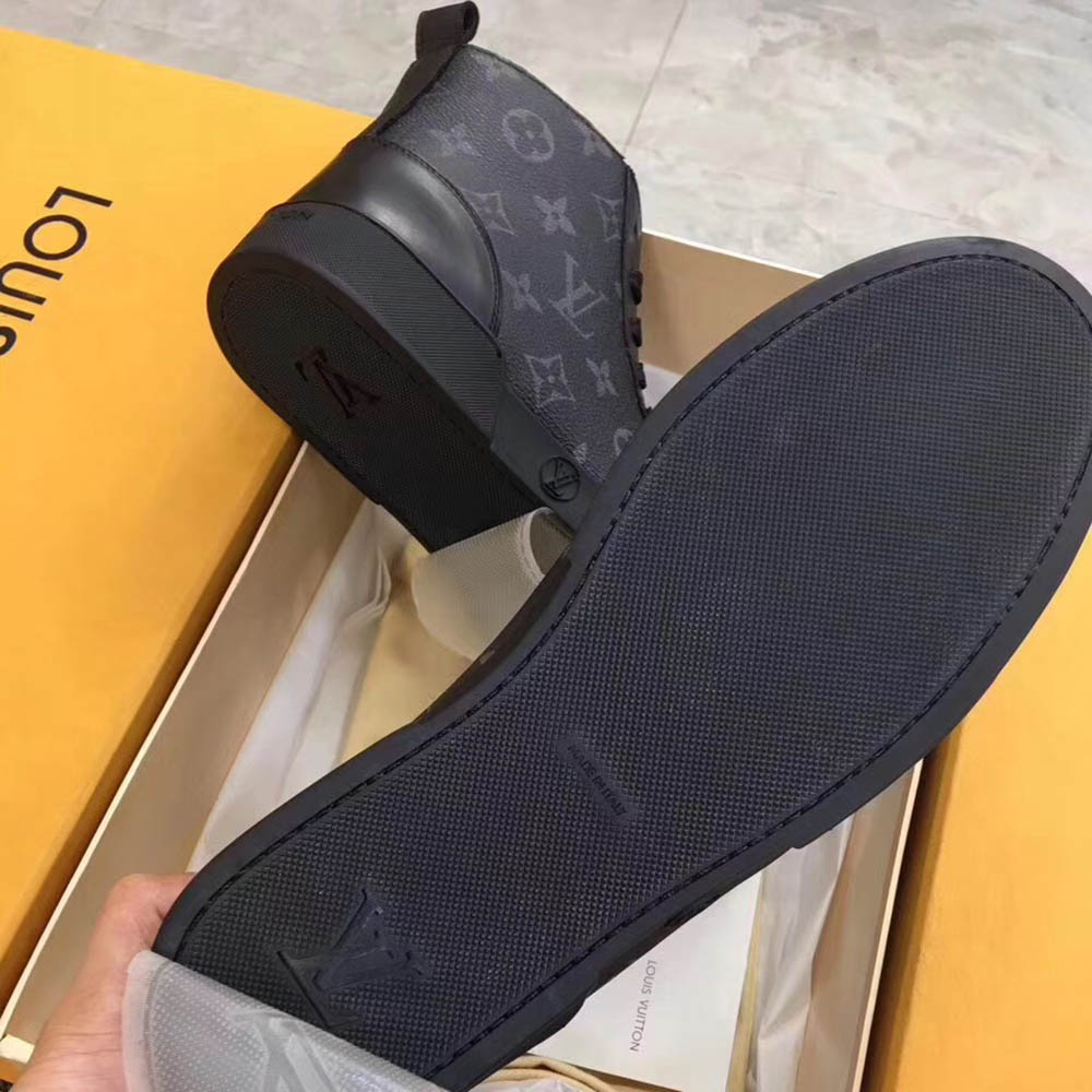 Louis Vuitton Black Leather High Top Sneakers - PerfectKickZ
