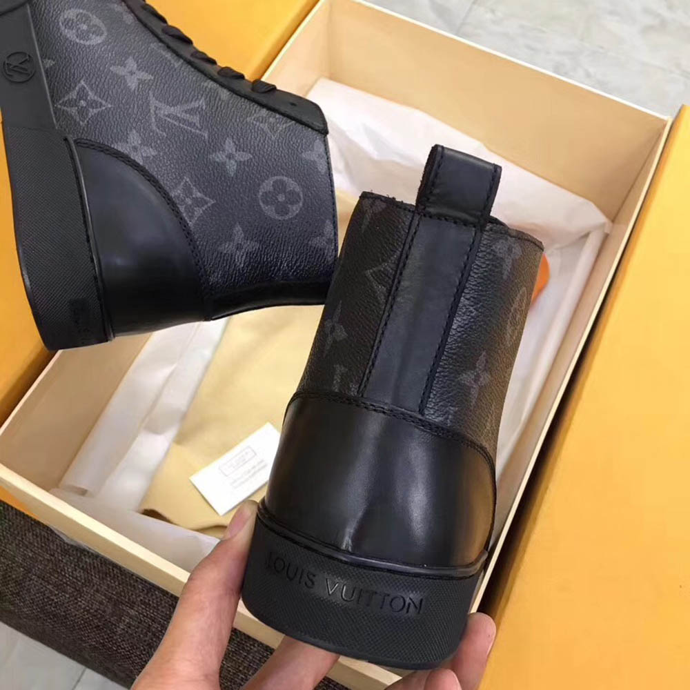 Louis Vuitton Black Leather High Top Sneakers - PerfectKickZ
