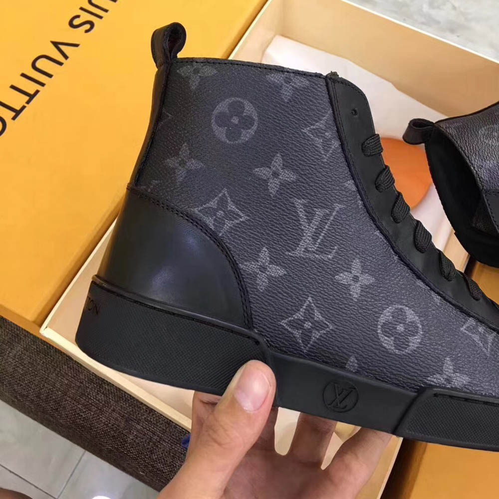 Louis Vuitton Black Leather High Top Sneakers - PerfectKickZ