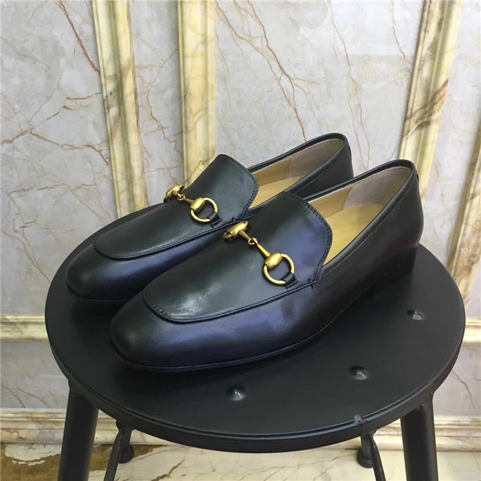 Gucci Jordaan Black Leather Loafers - PerfectKickZ