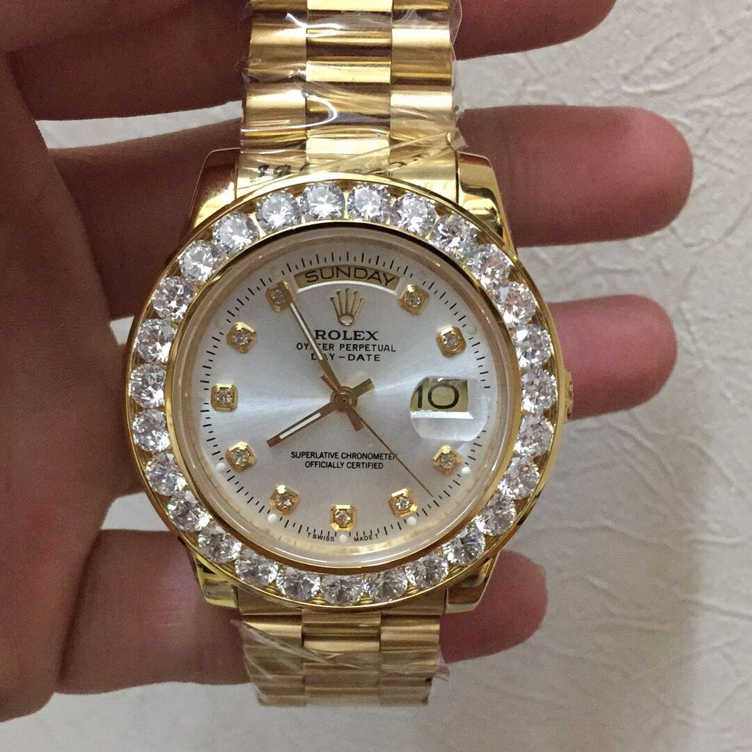 Rolex 40MM 18K Yellow Gold Diamond Watch - PerfectKickZ