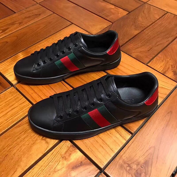 Gucci Ace Black Leather Sneaker - PerfectKickZ