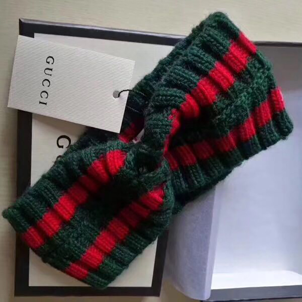 Gucci Green And Red Wool Web Headband  - PerfectKickZ