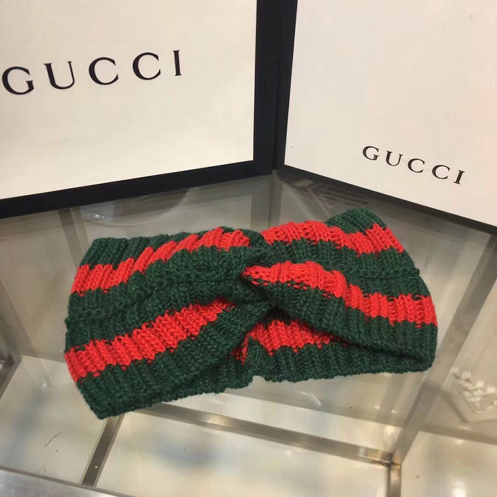 Gucci Green And Red Wool Web Headband  - PerfectKickZ