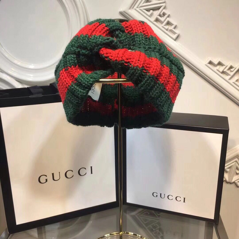 Gucci Green And Red Wool Web Headband  - PerfectKickZ