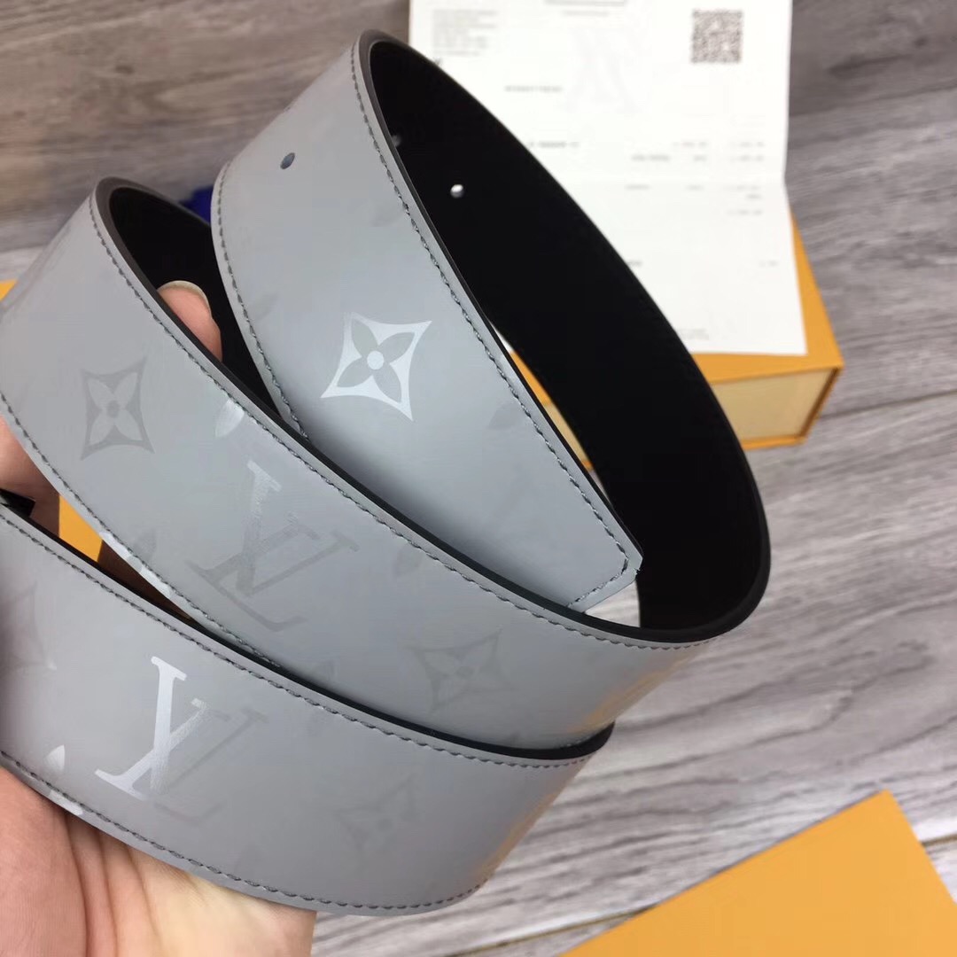 Louis Vuitton Grey 40MM Reversible Belt (Gun Color Buckle) - PerfectKickZ