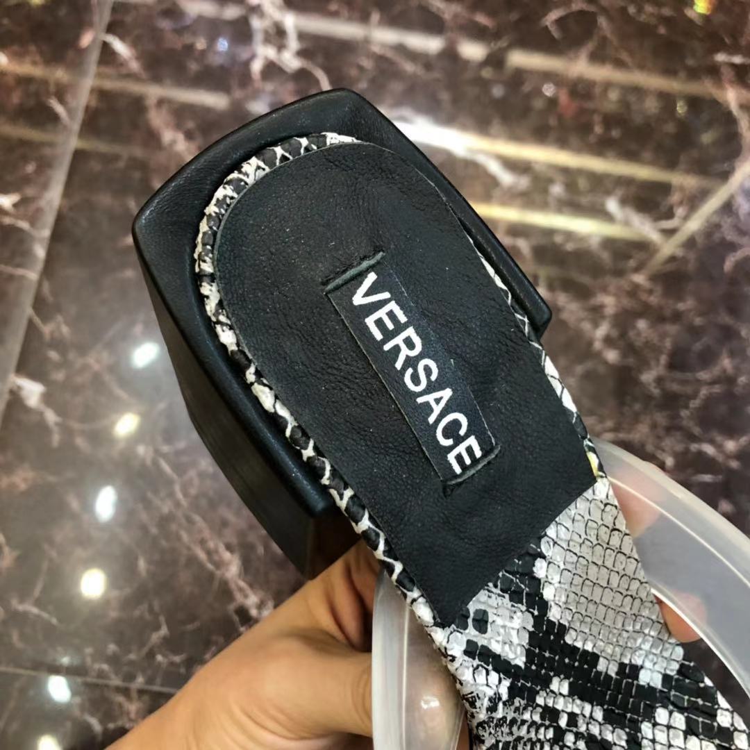 Versace 90S Vintage Logo Mid Heel Sandals (White) - PerfectKickZ