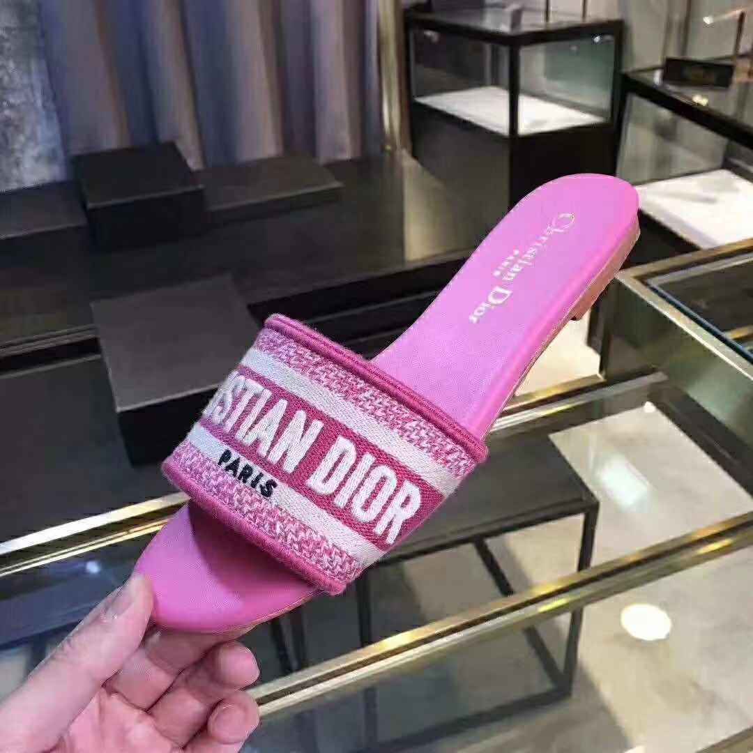 Dior Pink Dway Mule In Embroidered Cotton  - PerfectKickZ
