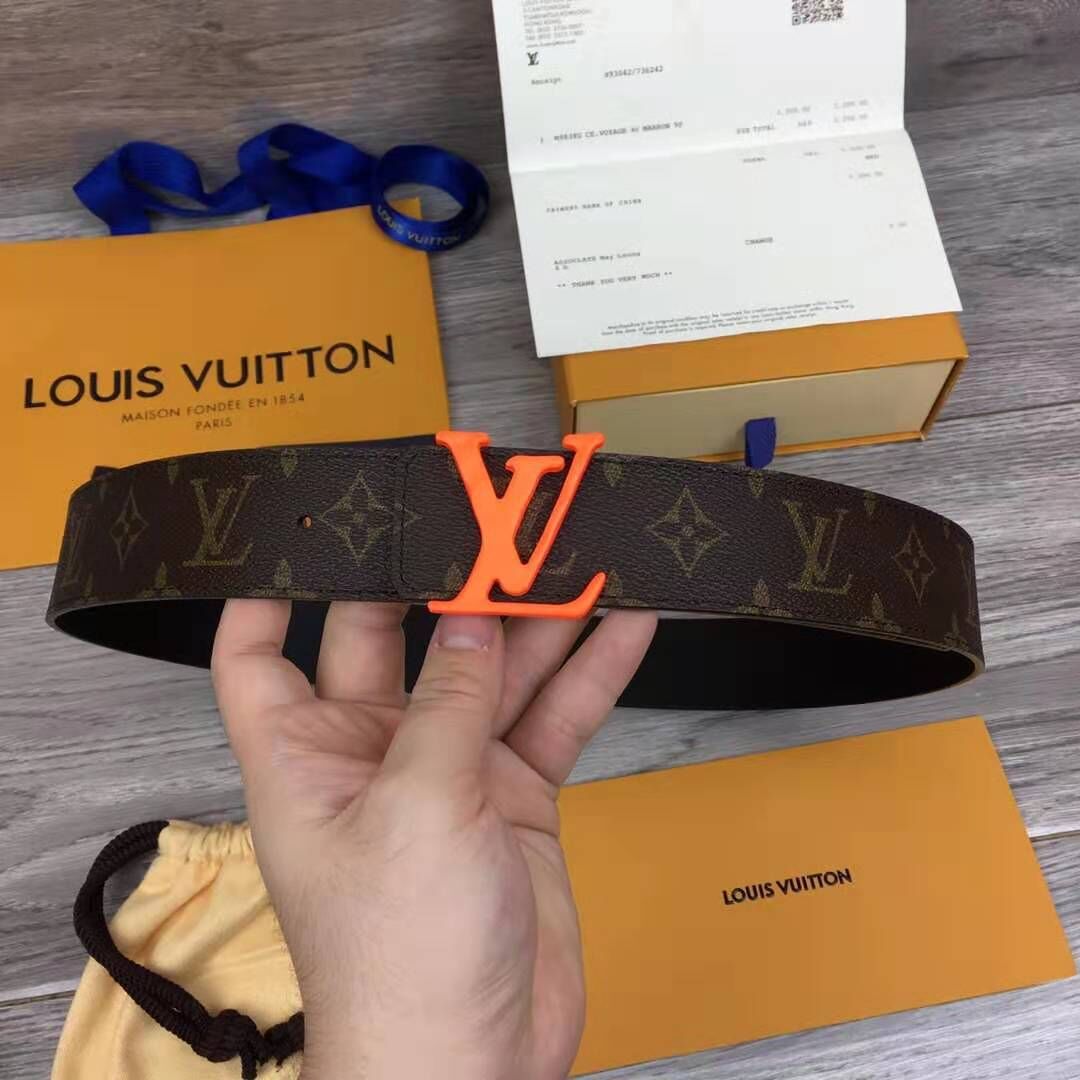 Louis Vuitton Shape Monogram Belt With Orange Buckle - PerfectKickZ