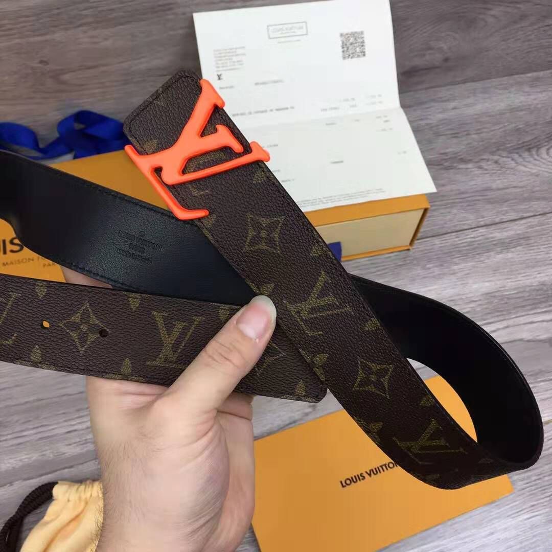 Louis Vuitton Shape Monogram Belt With Orange Buckle - PerfectKickZ