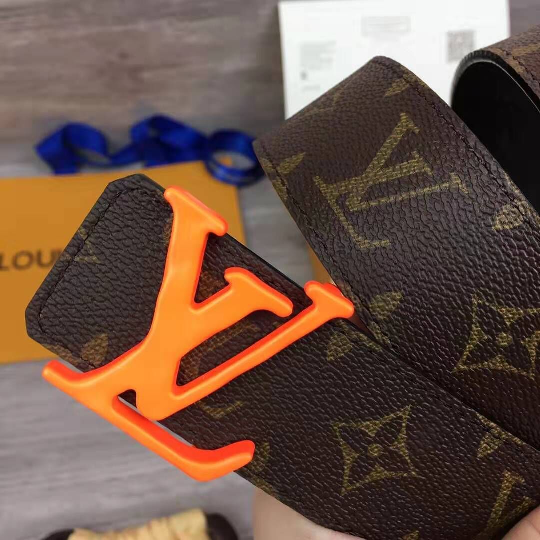 Louis Vuitton Shape Monogram Belt With Orange Buckle - PerfectKickZ