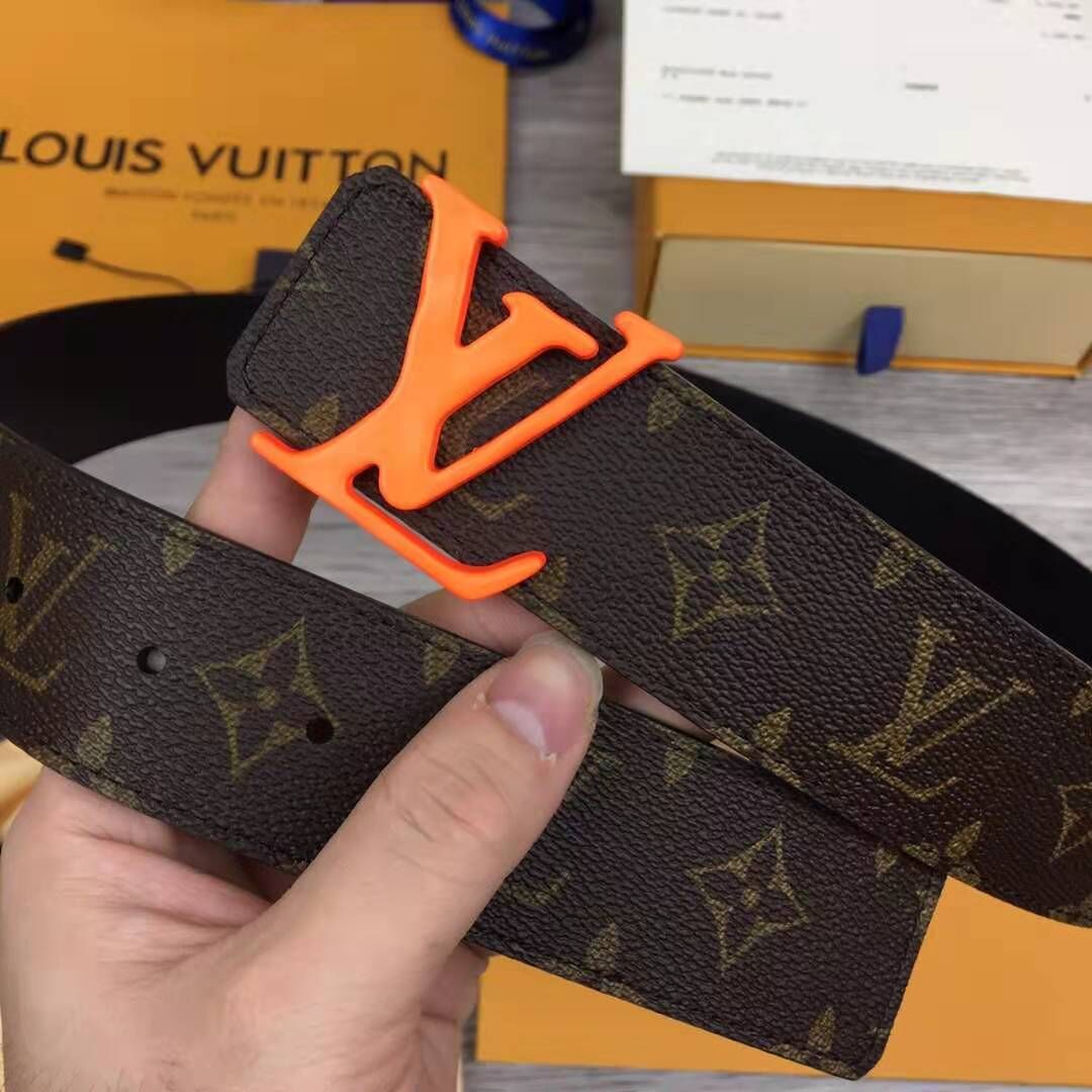 Louis Vuitton Shape Monogram Belt With Orange Buckle - PerfectKickZ