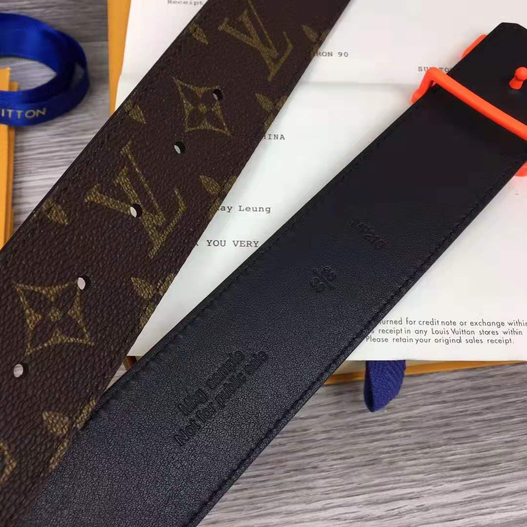 Louis Vuitton Shape Monogram Belt With Orange Buckle - PerfectKickZ