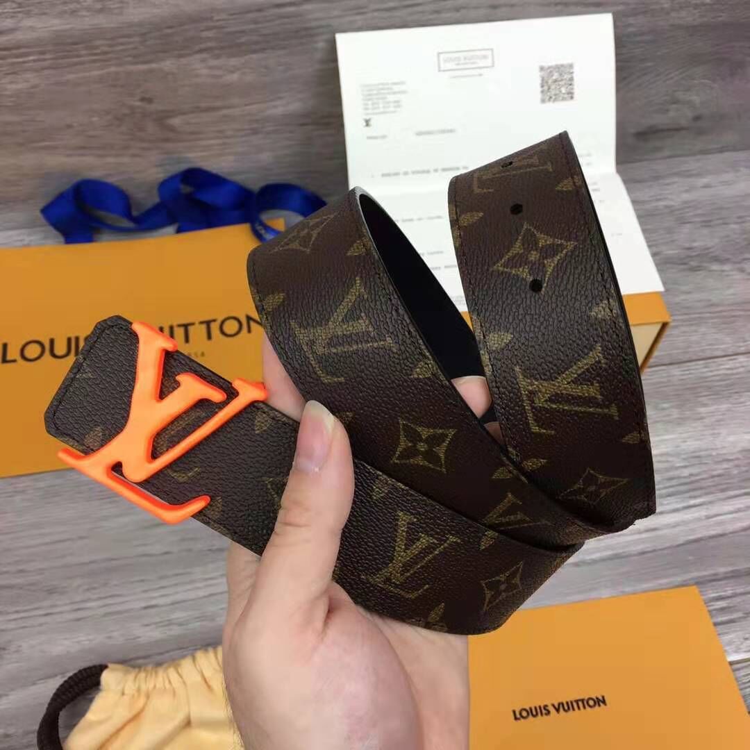 Louis Vuitton Shape Monogram Belt With Orange Buckle - PerfectKickZ