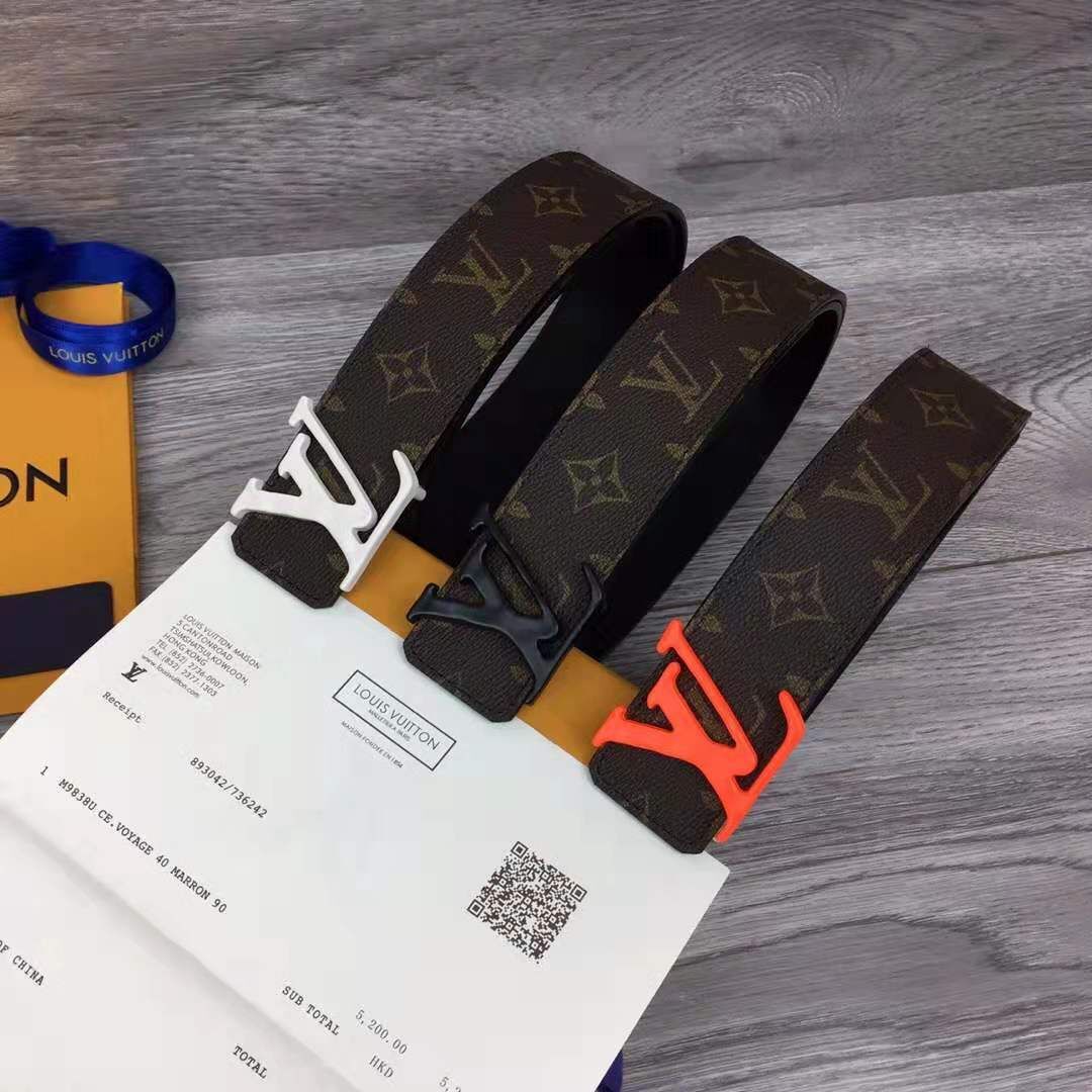Louis Vuitton Shape Monogram Belt With Orange Buckle - PerfectKickZ