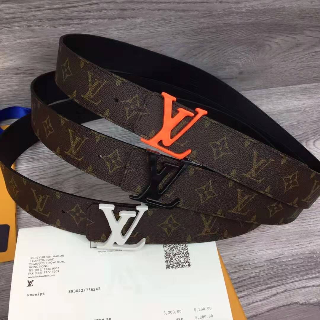 Louis Vuitton Shape Monogram Belt With Orange Buckle - PerfectKickZ