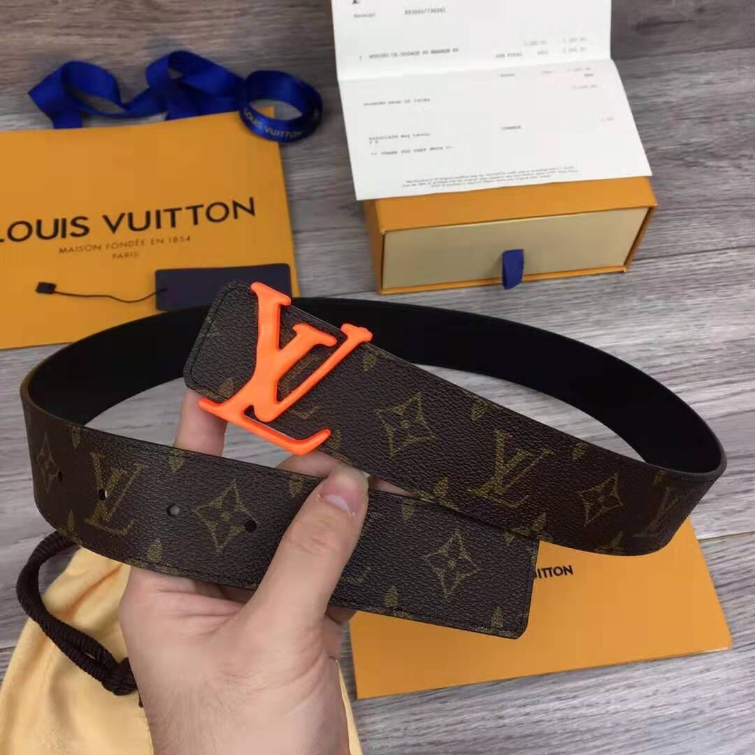 Louis Vuitton Shape Monogram Belt With Orange Buckle - PerfectKickZ