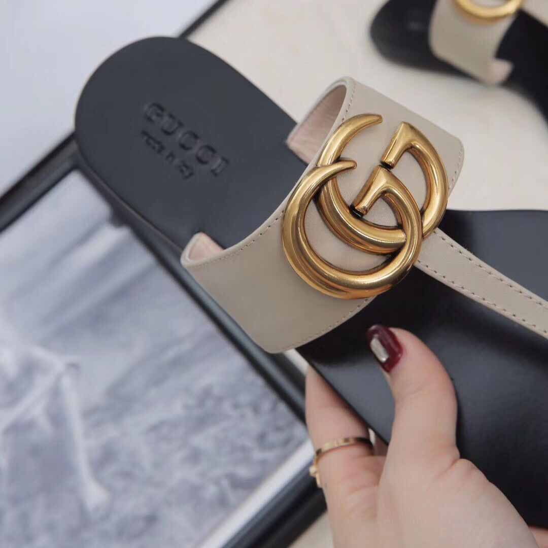 Gucci Leather Thong Sandal With Double G - PerfectKickZ