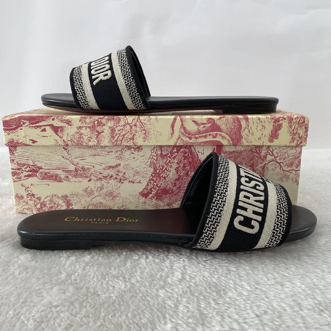 Dior Dway Mule In Embroidered Cotton Black - PerfectKickZ