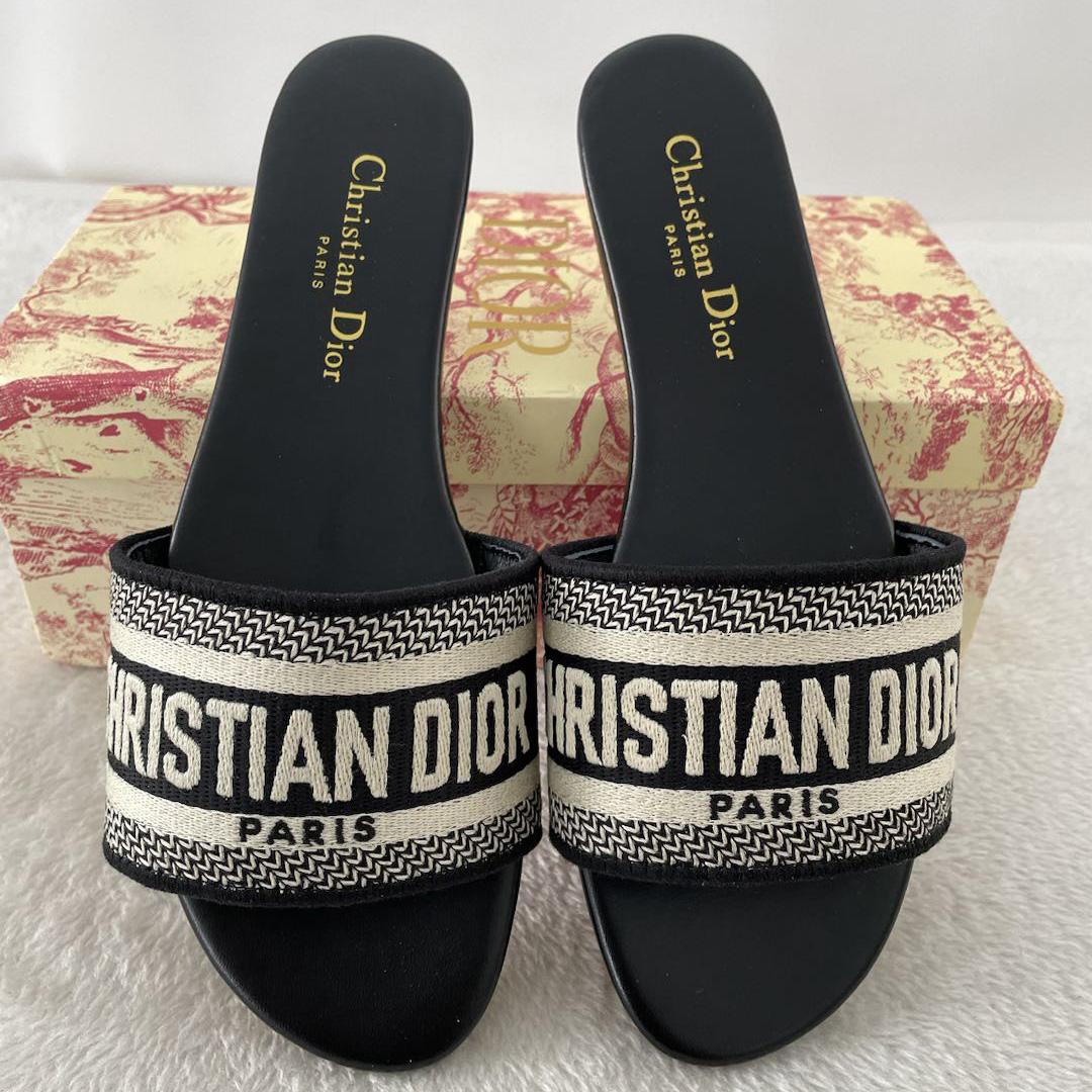 Dior Dway Mule In Embroidered Cotton Black - PerfectKickZ