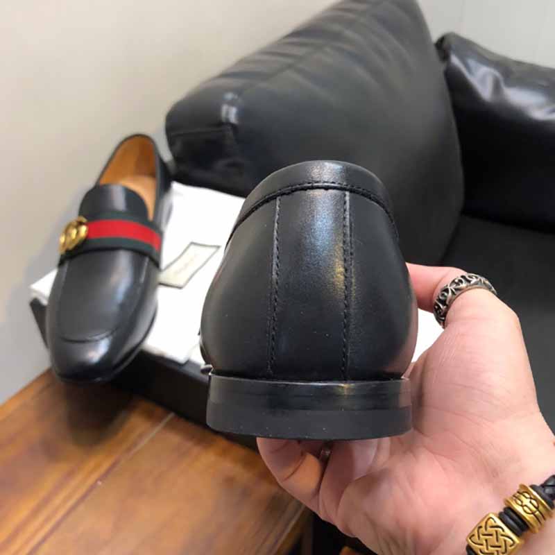 Gucci Leather Loafer With GG Web - PerfectKickZ