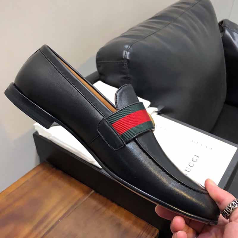 Gucci Leather Loafer With GG Web - PerfectKickZ