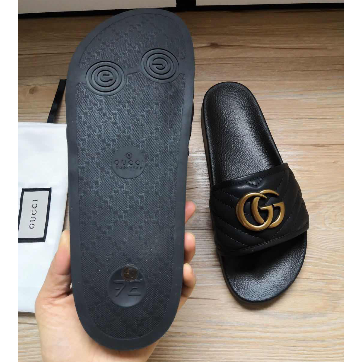 Gucci Black Double G Slippers - PerfectKickZ