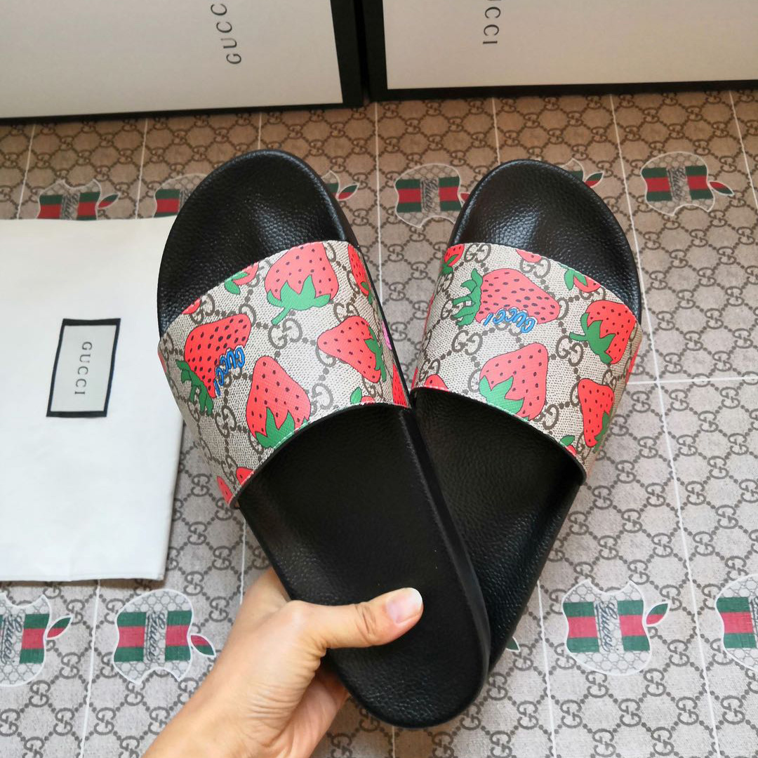 Gucci GG Gucci Strawberry Slide Sandal - PerfectKickZ