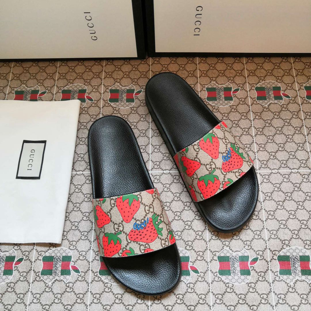 Gucci GG Gucci Strawberry Slide Sandal - PerfectKickZ