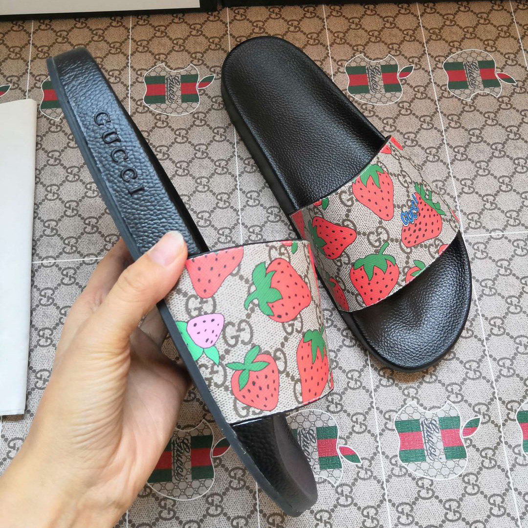 Gucci GG Gucci Strawberry Slide Sandal - PerfectKickZ
