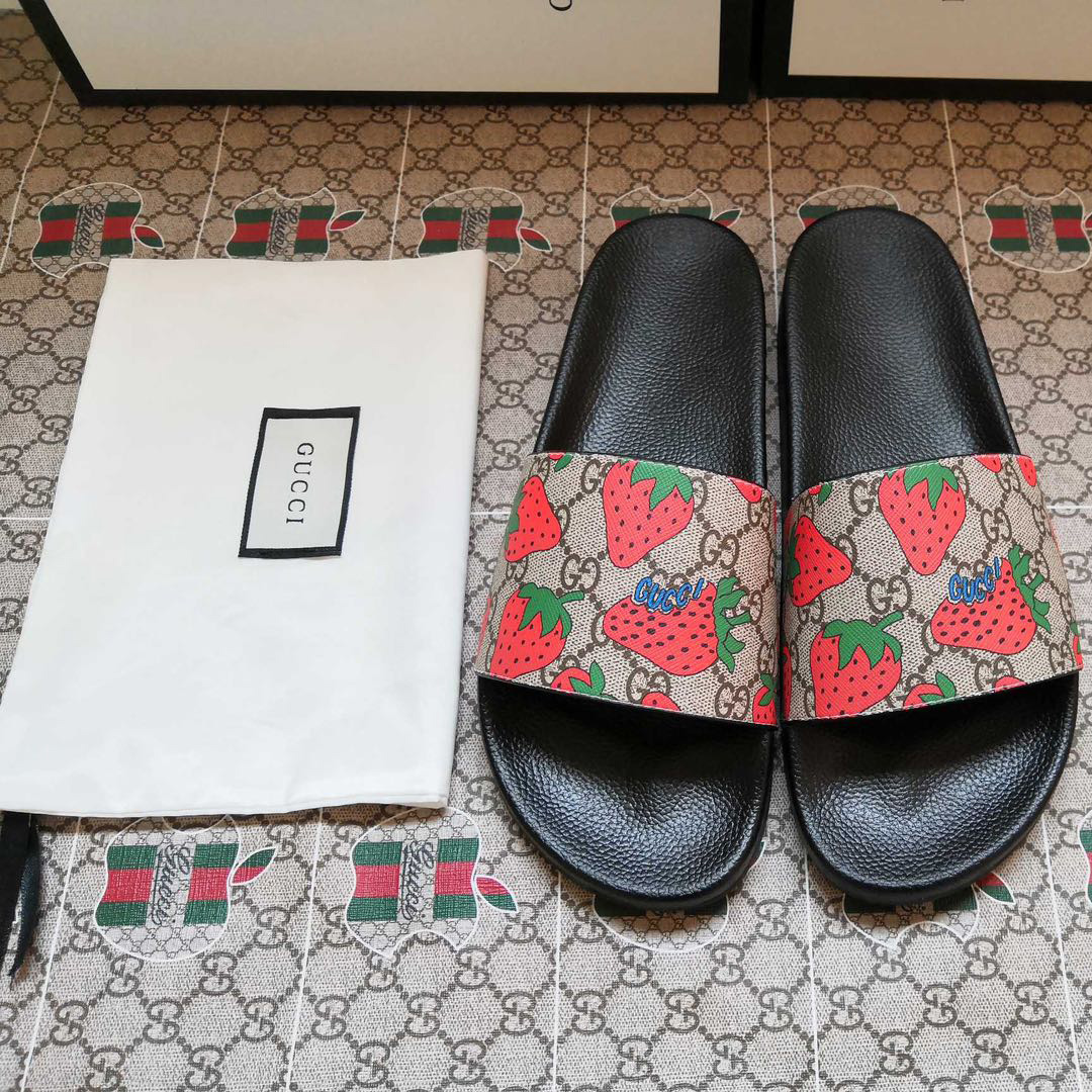 Gucci GG Gucci Strawberry Slide Sandal - PerfectKickZ