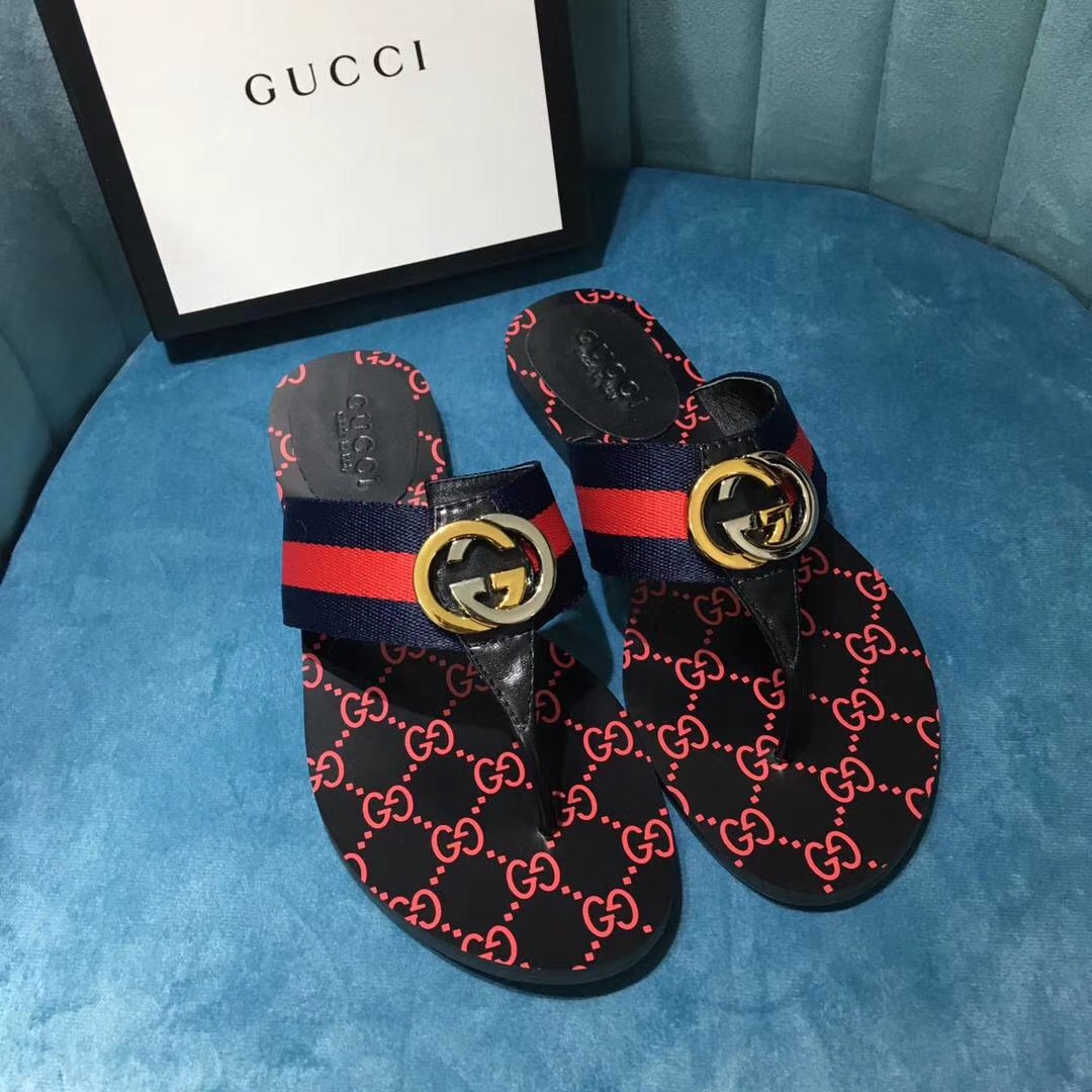 Gucci Women's GG Web Thong Sandals - PerfectKickZ