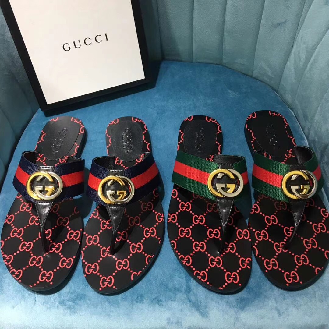 Gucci Women's GG Web Thong Sandals - PerfectKickZ