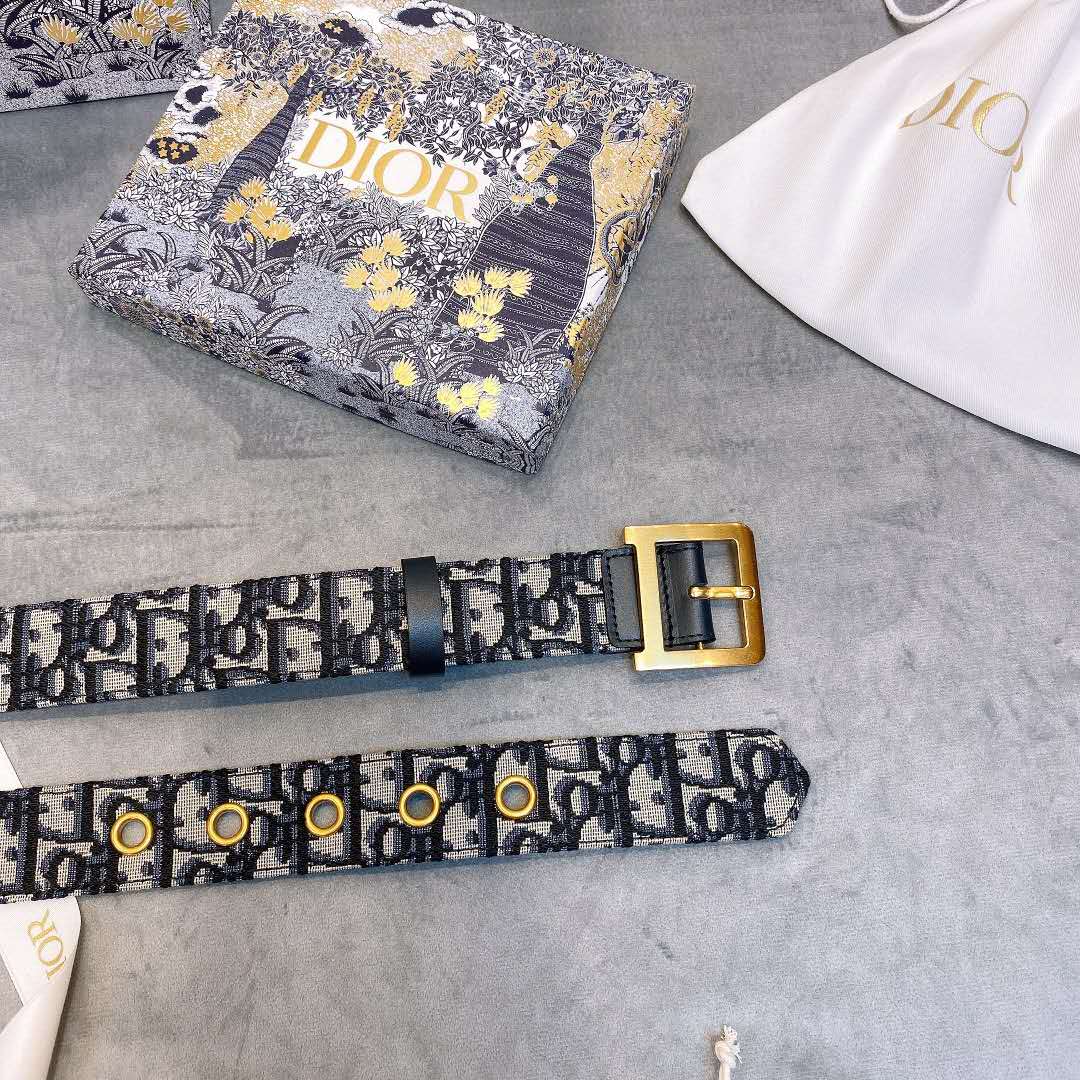 Dior Blue Oblique Jacquard Belt - PerfectKickZ
