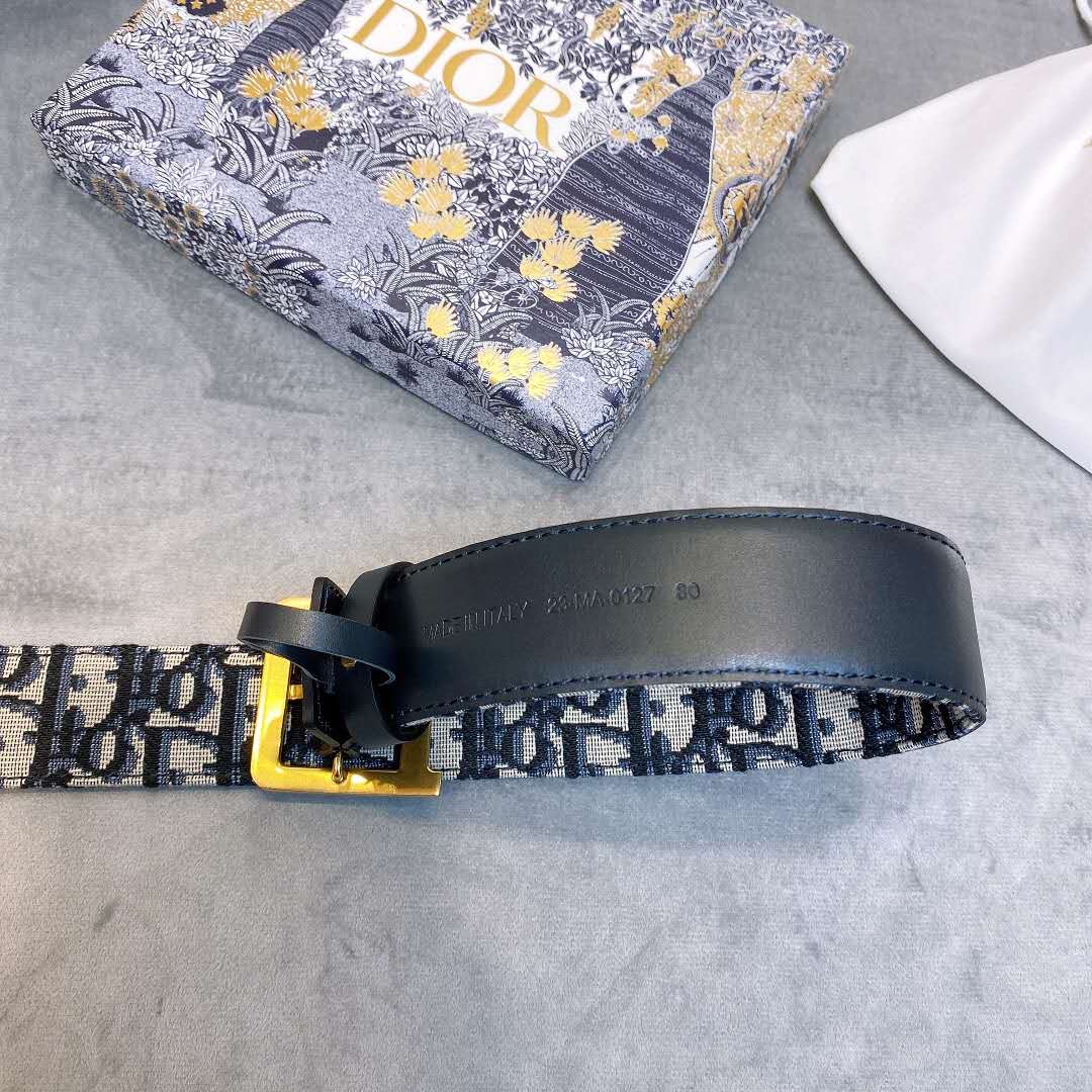 Dior Blue Oblique Jacquard Belt - PerfectKickZ