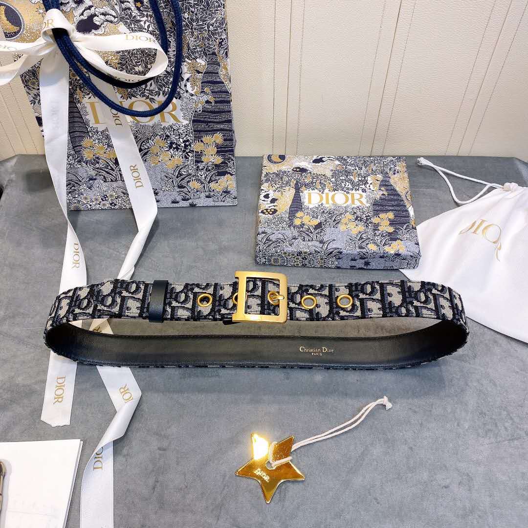 Dior Blue Oblique Jacquard Belt - PerfectKickZ