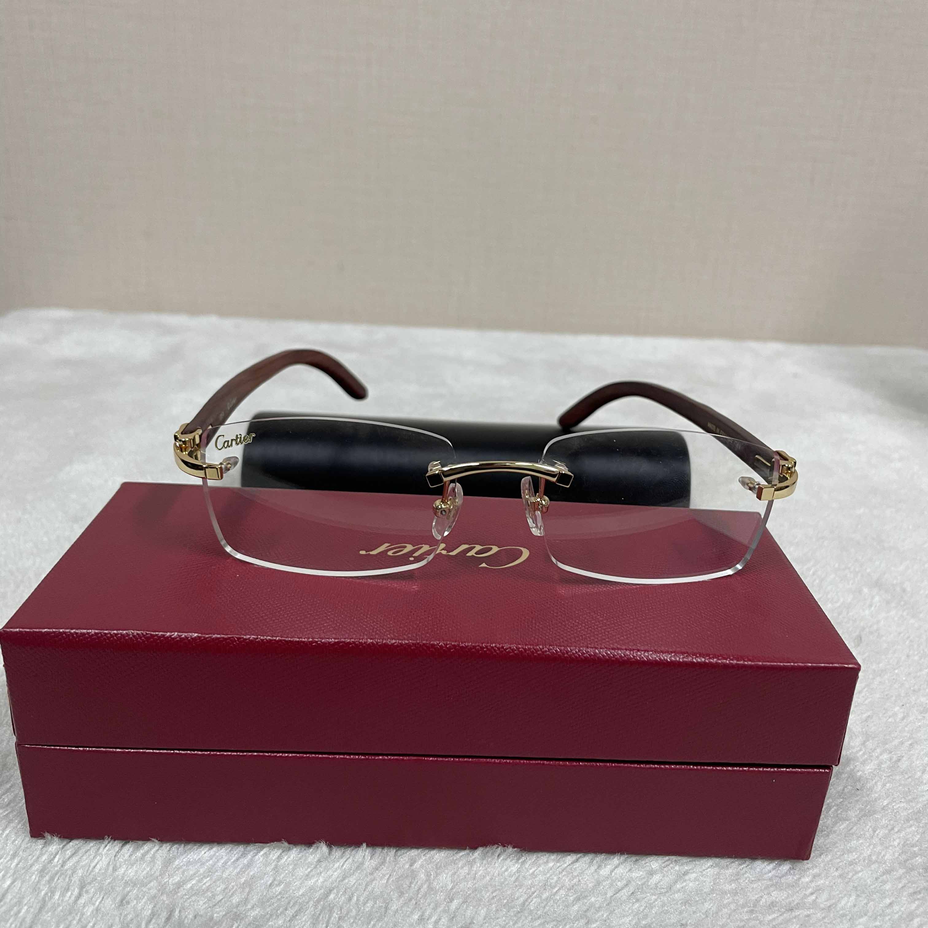Cartier T8100905 Wood Engraving Eyeglasses Gold - PerfectKickZ