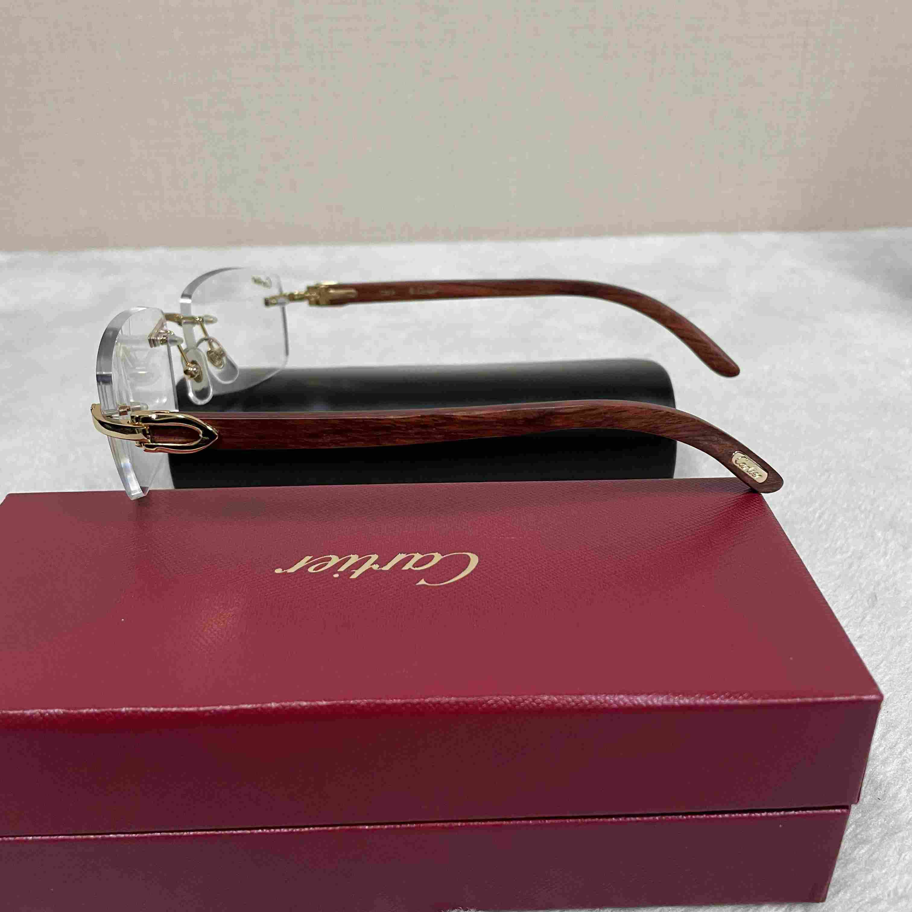 Cartier T8100905 Wood Engraving Eyeglasses Gold - PerfectKickZ