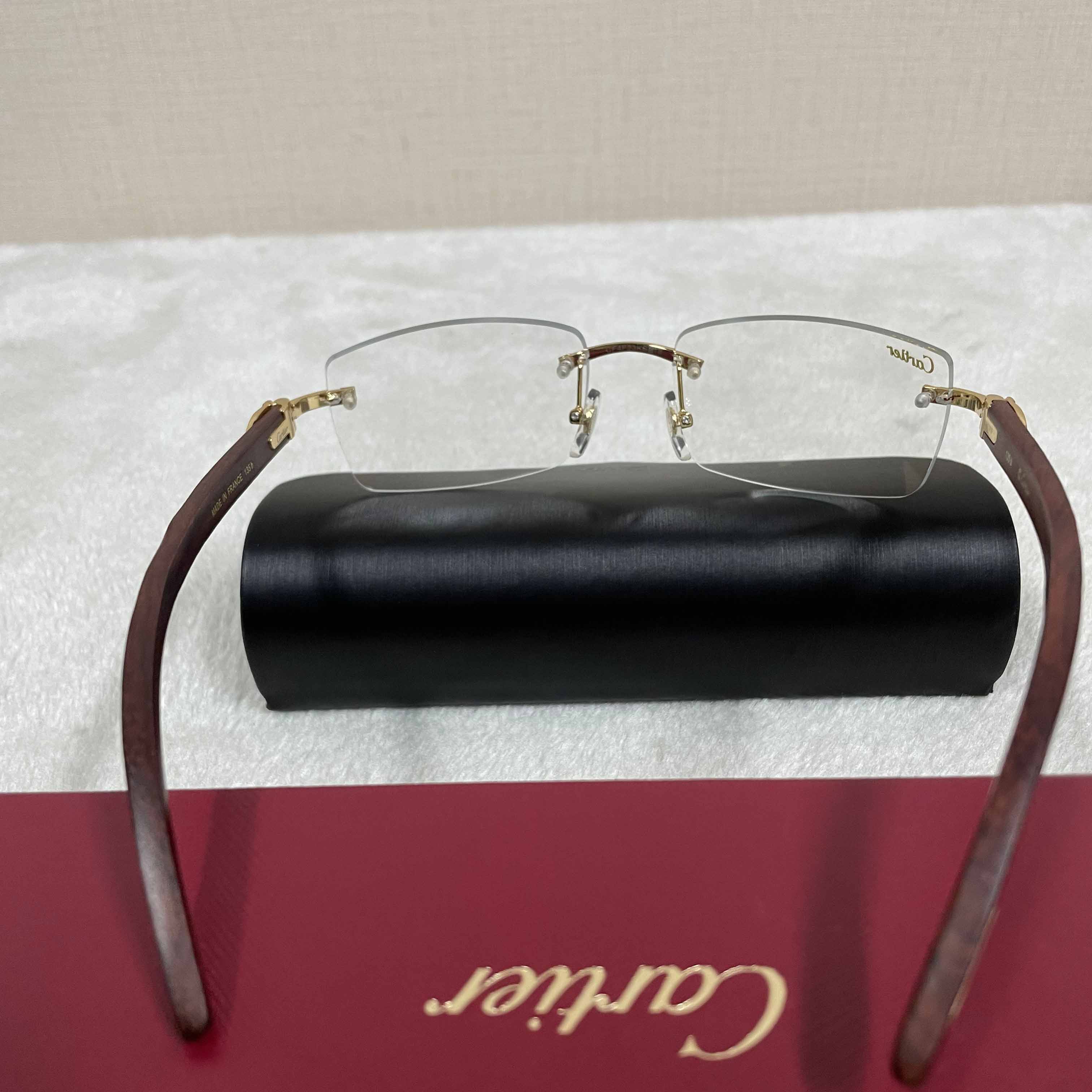 Cartier T8100905 Wood Engraving Eyeglasses Gold - PerfectKickZ