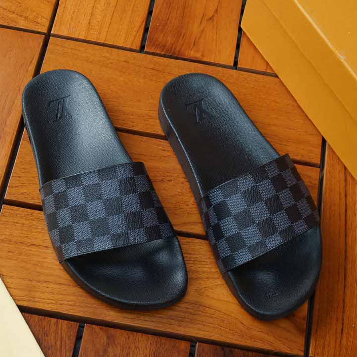 Louis Vuitton Black Damier Sandals - PerfectKickZ