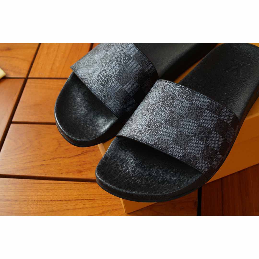 Louis Vuitton Black Damier Sandals - PerfectKickZ