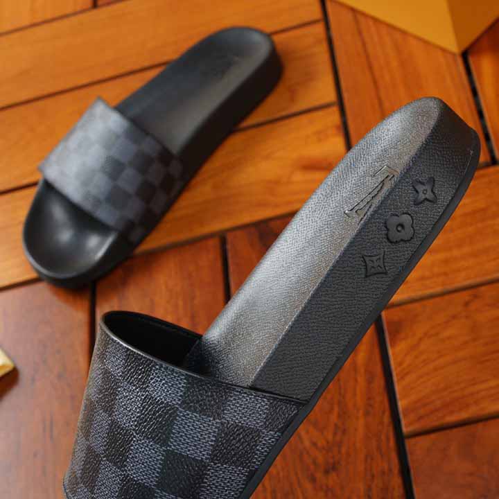 Louis Vuitton Black Damier Sandals - PerfectKickZ
