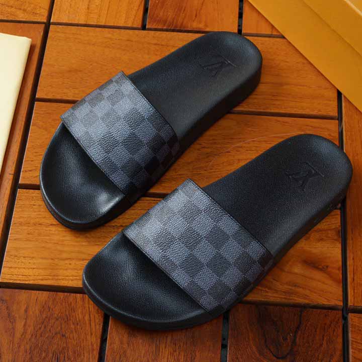 Louis Vuitton Black Damier Sandals - PerfectKickZ
