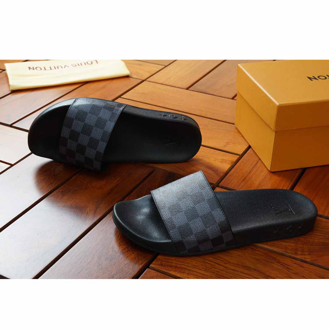 Louis Vuitton Black Damier Sandals - PerfectKickZ