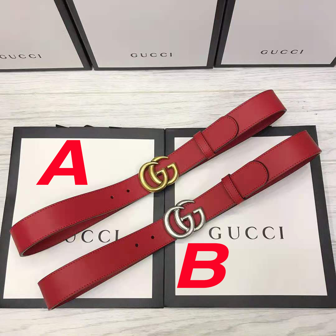 Gucci Red Leather Belt With Double G Buckle - PerfectKickZ