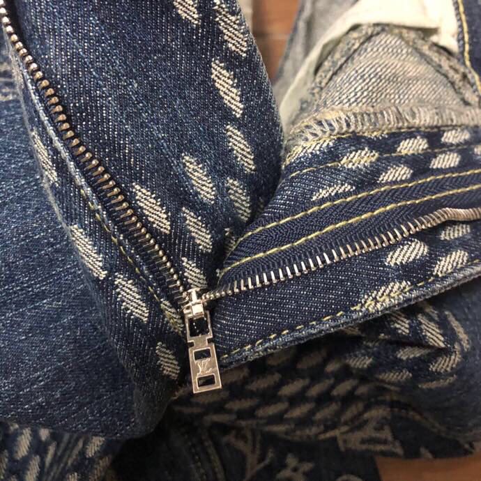 Louis Vuitton Giant Damier Waves Monogram Denim Jeans Blue - PerfectKickZ