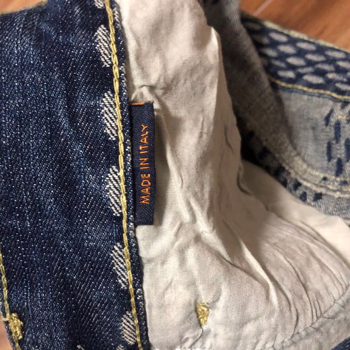 Louis Vuitton Giant Damier Waves Monogram Denim Jeans Blue - PerfectKickZ